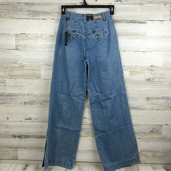 Blank NYC Women’s 25 Pleated Wide Leg Cotton Jeans Boho Skater New - Picture 3 of 9